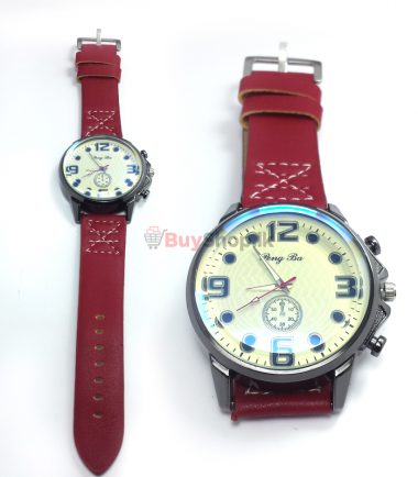 Mens Maroon Colour Fashion Watch