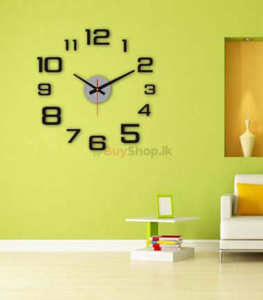 Wall Clock Modern 3D Wall Clock with Numbers for Home Office Decorations Gift (Black)