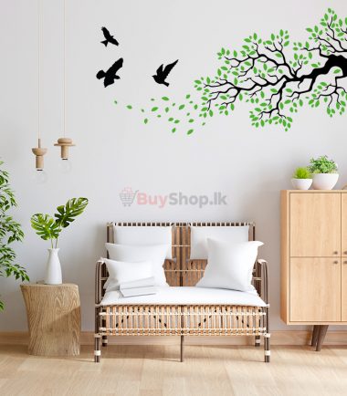 Wall Stickers Tree Branches and Birds Silhouette Wall Decor Sticker Living Room Bedroom Decal