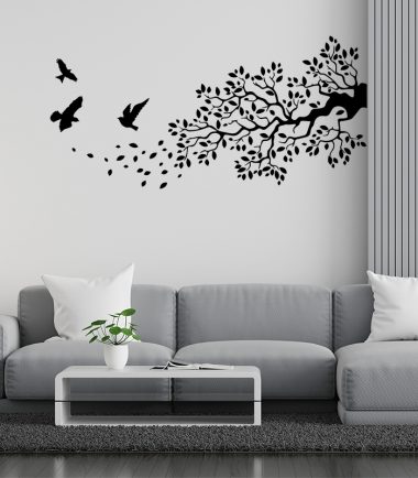 Wall Stickers Tree Branches and Birds Silhouette Wall Decor Sticker Living Room Bedroom Decal