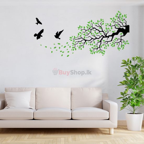 Wall Stickers Tree Branches and Birds Silhouette Wall Decor Sticker Living Room Bedroom Decal